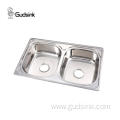 Countertop double bowl kitchen basin sink